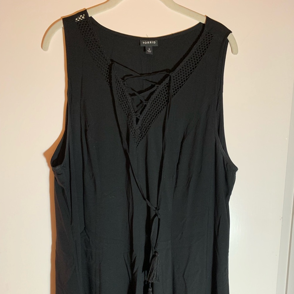Torrid size 2 (18/20) long blacksleeveless dress.